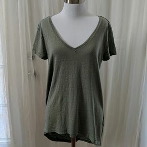 H&M green v neck short sleeve tee hi-low Small NWT